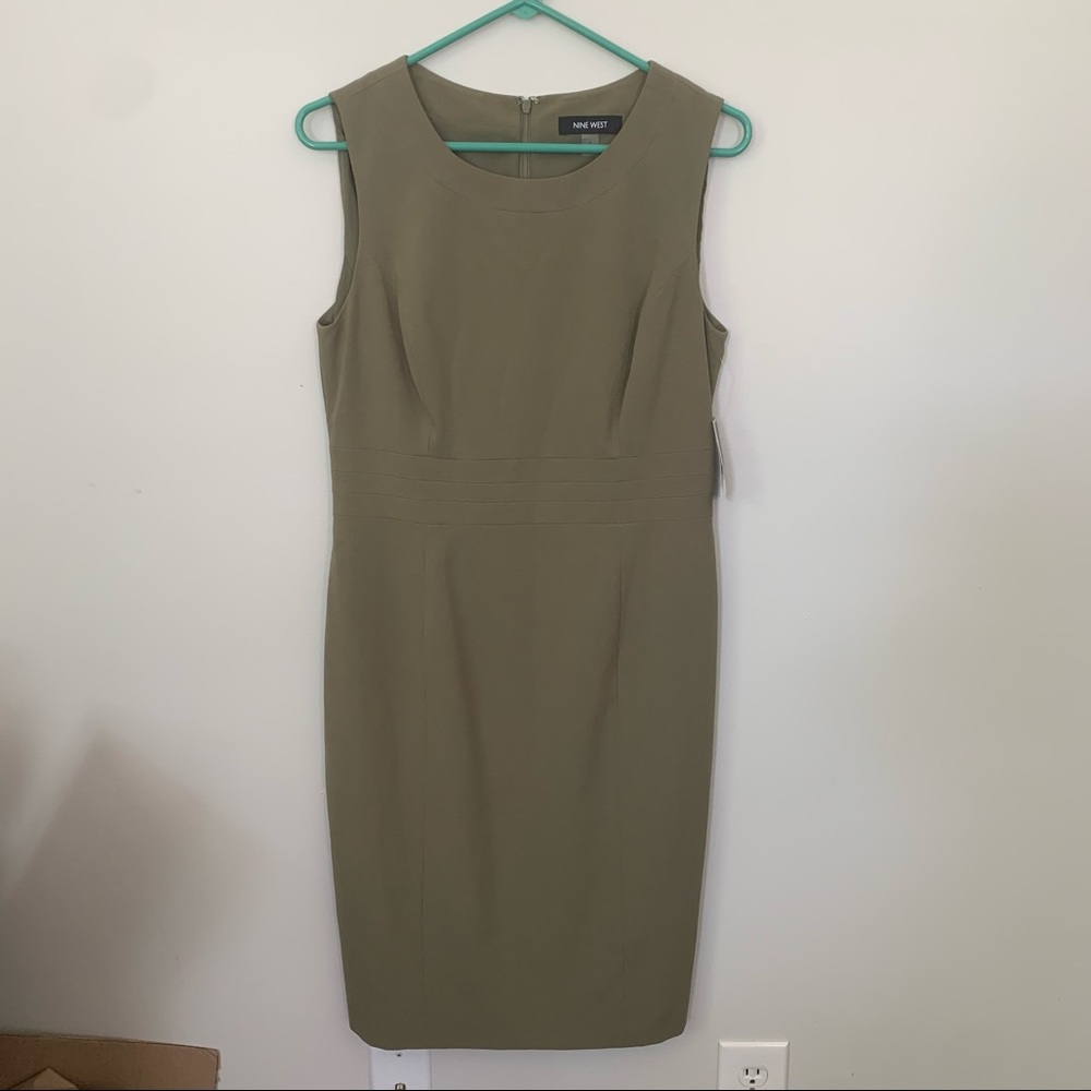 Nine West olive green sheath dress